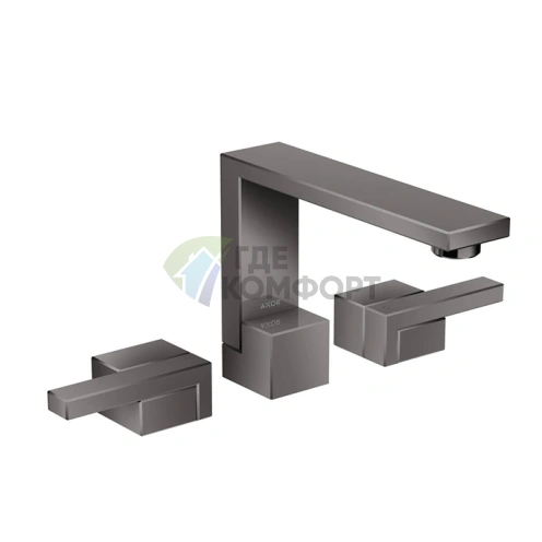 Смеситель для раковины AX Edge с донным клапаном Push-Open, 3 отверстия, полированный черный (46050330) - фото 1