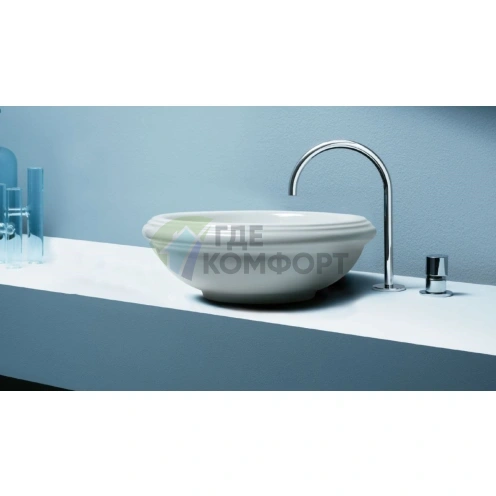 Раковина AZZURRA JUBILAEUM круглая 45x18 см, белая, без отверстий под смеситель - фото 3