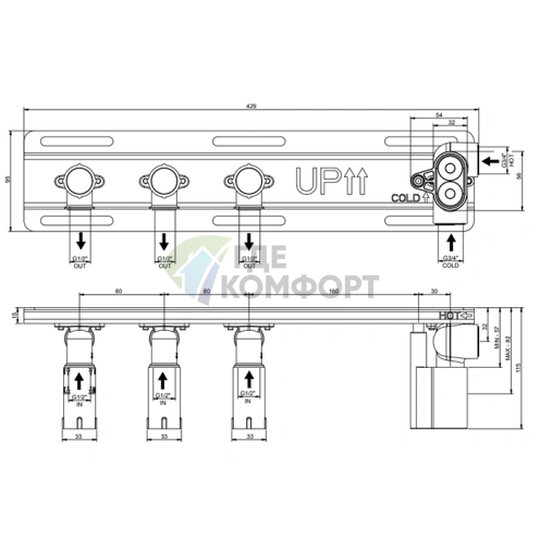 Gessi Hi-Fi: Встраиваемый термостатический смеситель с полочкой для 3 источников (63023#031) - фото 2