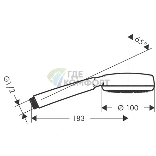Функциональный ручной душ HG Crometta 100 (1jet Rain) в стильном бело-хромированном исполнении (26825400) - фото 2