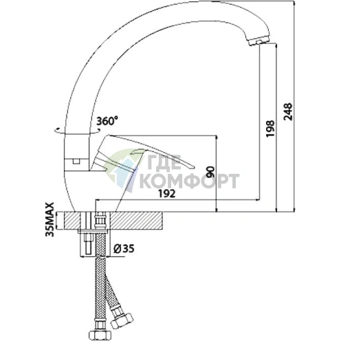 Кухонный смеситель Rossinka F F40-23 с выдвижным изливом - фото 2