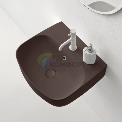 Подвесная накладная раковина Kerasan Nolita 50x45 см, цвет Borgogna matt (534075*1) - фото 1