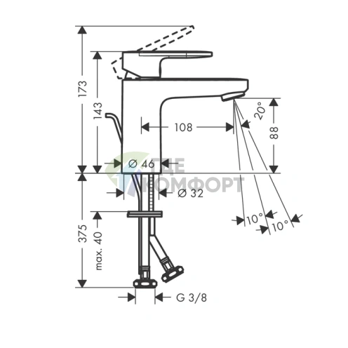 Смеситель для раковины Hansgrohe Vernis Blend 100, хром, излив 108 мм (71559000) - фото 2