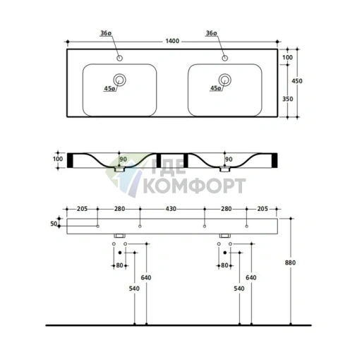 Раковина Kerasan Ego 60x43 белая с отверстием под смеситель (324201*1) - фото 4