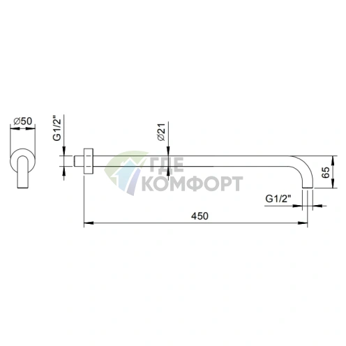 Держатель для верхнего душа FANTINI 450 мм, настенный, Raw Metal PVD (86 Q8 8028) - фото 2