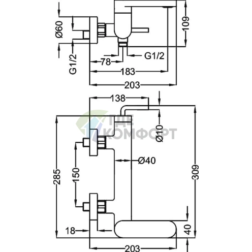 Смеситель для ванны с душем Cezares Eco ECO-VM-01-Cr (хром) - фото 3