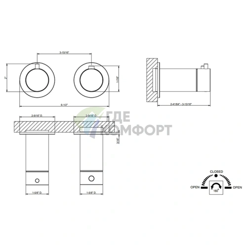 Термостатический смеситель для душа GESSI 316 Black Metal Brushed PVD (54234#707) - фото 2