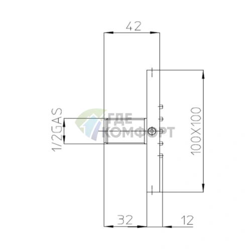 Настенная форсунка Bossini Cubic Flat 10x10 см, черный матовый (I00176.073) - фото 2