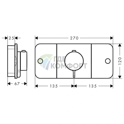 Термостат AX One для 2 контуров, матовый черный (45712670) - фото 2