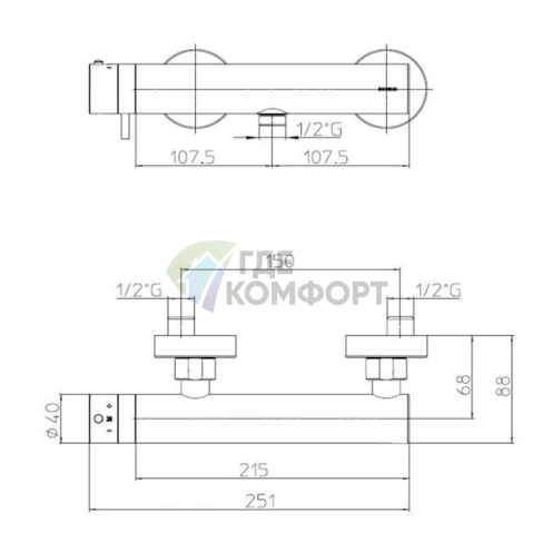 Смеситель для душа Bossini Oki наружный 1/2, никель шлифованный (Z005131.094) - фото 2