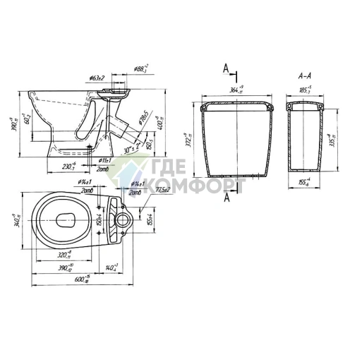 Унитаз-компакт «Суперкомпакт» с декором цветы от Оскольской керамики - фото 4