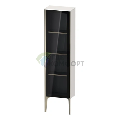 Подвесной шкаф Duravit XViu с 3 стеклянными полками и дверью, 1330x400x240 мм, белый глянцевый/champagne matt (XV1365RB122) - фото 1
