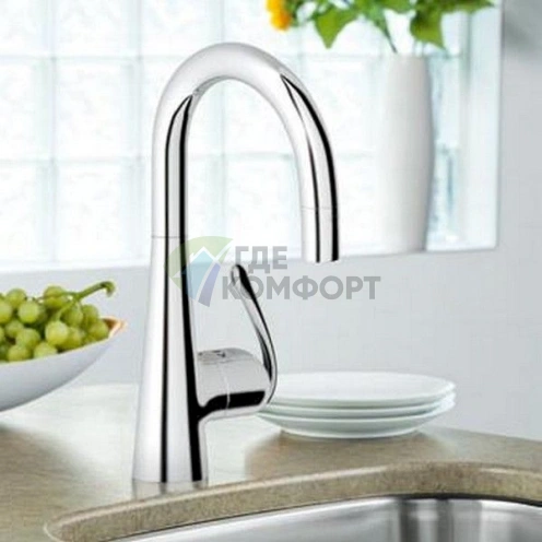 Стильный вытяжной смеситель Grohe Zedra 32296SD0 для кухонной мойки - фото 4