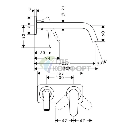 Смеситель для раковины AX Citterio M, шлифованный никель (34115820) - фото 2