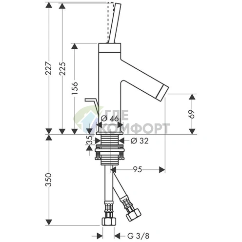 Смеситель для раковины AX Starck в цвете шлифованное золото (10116250) - фото 2