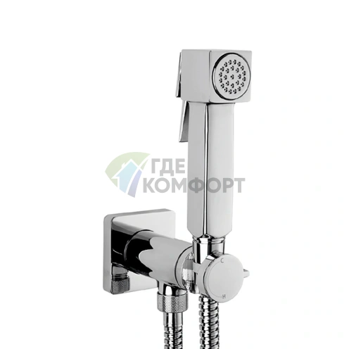 Гигиенический душ BOSSINI CUBE с металлической лейкой, шлангом и смесителем в цвете хром (E38001B.030) - фото 1