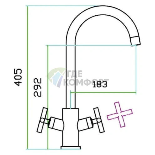 Смеситель Zorg Inox Tera для кухни: однорычажный, хром - фото 2