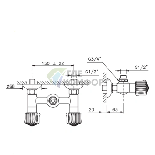 Смеситель для душа Nicolazzi Onice без лейки и шланга, хром (2125CR09O) - фото 2