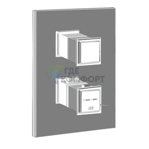 Встраиваемый термостат Gessi Eleganza с переключателем на 2 выхода и фильтрами, подключение 3/4, цвет Finox (46234#149) - фото 1