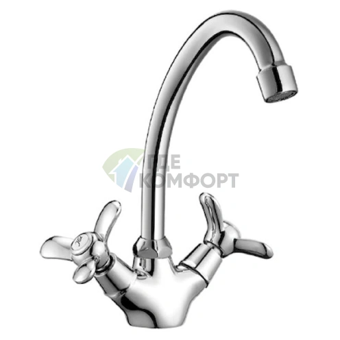 Смеситель Rossinka Q02-71 для кухни с выдвижной лейкой и вращающимся изливом - фото 1