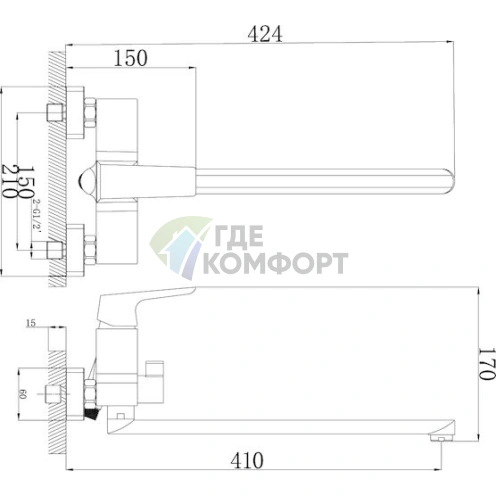 Смеситель Rossinka RS36-32 универсальный для кухни и ванной - фото 2