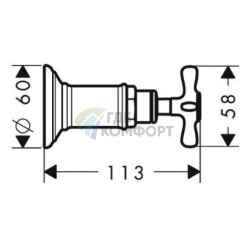 Встраиваемый запорный вентиль AX Montreux внешняя часть, хром (16871000) - фото 2