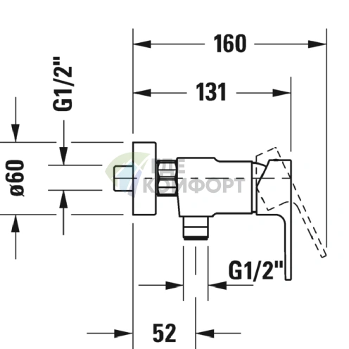 Настенный смеситель для душа Duravit B.3 в хроме (B34230000010) - фото 2