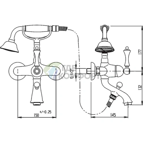 Смеситель Cezares Atlantis для ванны с душем - фото 3