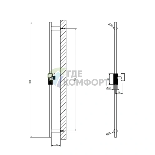 Дизайнерская штанга для душа Gessi Anello Black XL (63485#299) - фото 2