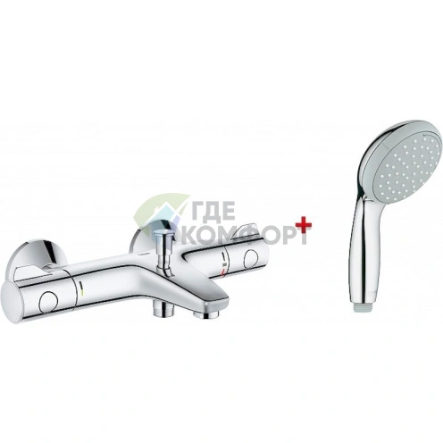 Комплект для ванной Grohe Grohtherm 800 с термостатом и душевой лейкой Tempesta New 100 - фото 1