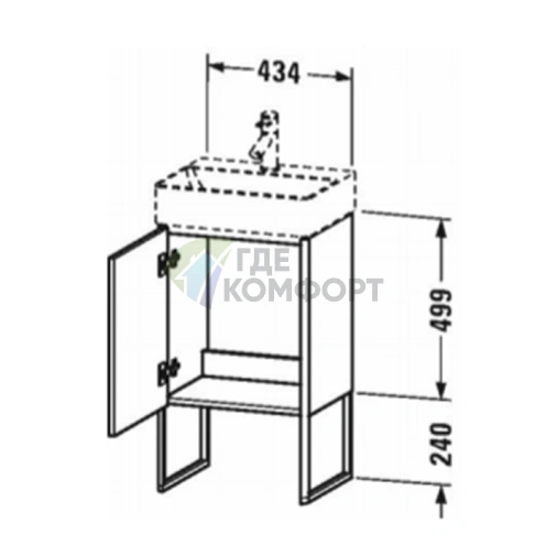 База под раковину Duravit XSquare с регулируемыми ножками и полкой, цвет графит матовый (XS4441R4949) - фото 2