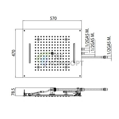 Верхний душ Bossini DREAM с 3 функциями, 570×470 мм, золото (H38917.021) - фото 2