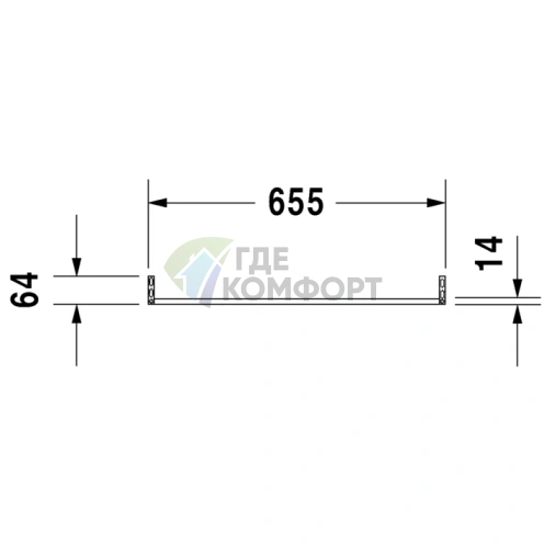 Полотенцедержатель Duravit Vero квадратный 655x14 мм хром (30471000) - фото 2
