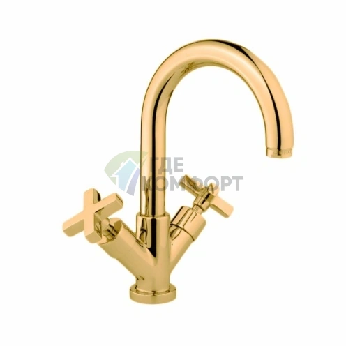 Смеситель для раковины Nicolazzi Monte Croce золотой с высоким изливом 155 мм (2236GO27) - фото 1