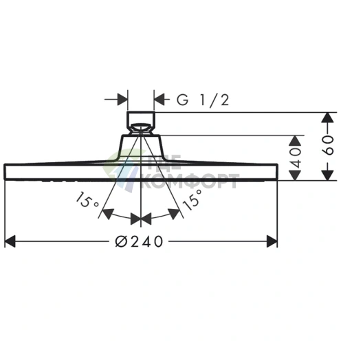 Верхний душ HG Crometta E 240 хром, 240 мм, для низкого давления (26725000) - фото 2