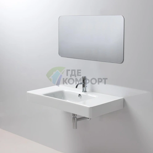 Подвесная раковина GSI Sand 100х50 см с переливом, 1 отв. под смеситель, белая фото 1