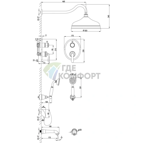 Душевой комплект Lemark Brava LM4722G встраиваемый с термостатом для максимального комфорта фото 3