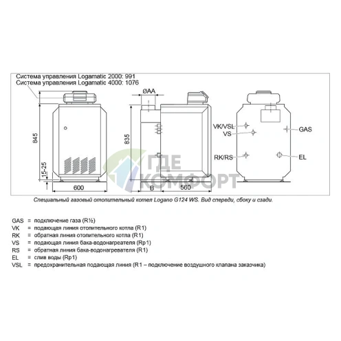 Газовый котел Buderus Logano G124-28 WS (28 кВт) - фото 3