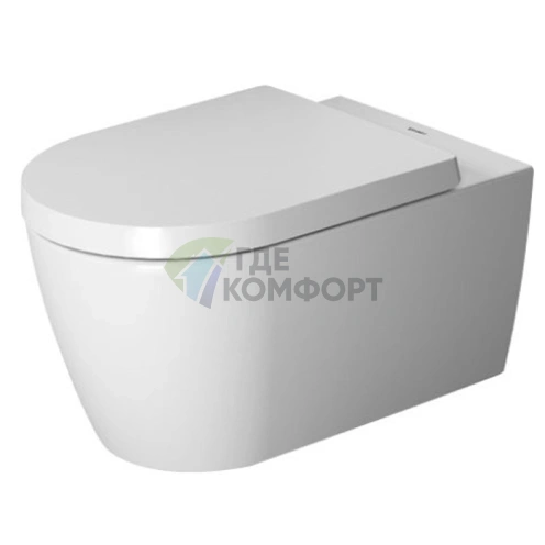 Подвесной унитаз Duravit Me by Starck с технологией Rimless и сиденьем с мягким закрыванием (252909+002009)) - фото 1