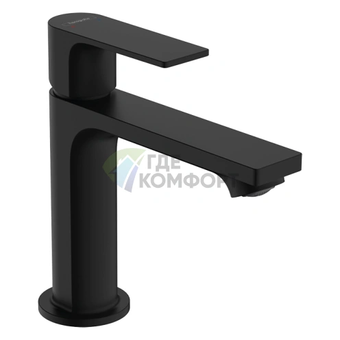 Смеситель для раковины Hansgrohe Rebris E 110, матовый черный, с донным клапаном (72557670) - фото 1