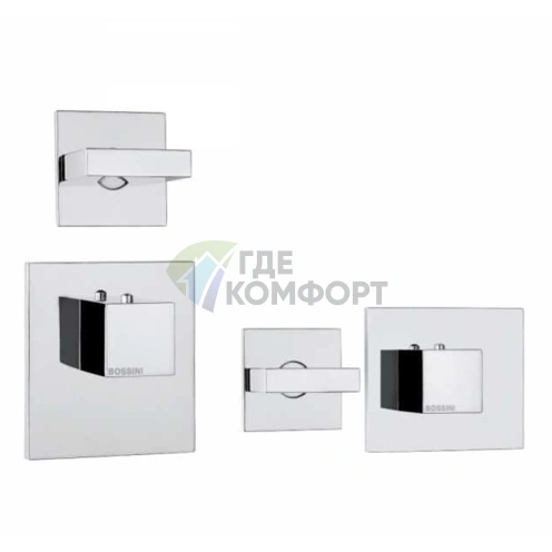 Термостат для душа Bossini Rectangular встраиваемый с девиатором и вертикально-горизонтальной установкой (хром) (Z033201.030) - фото 1