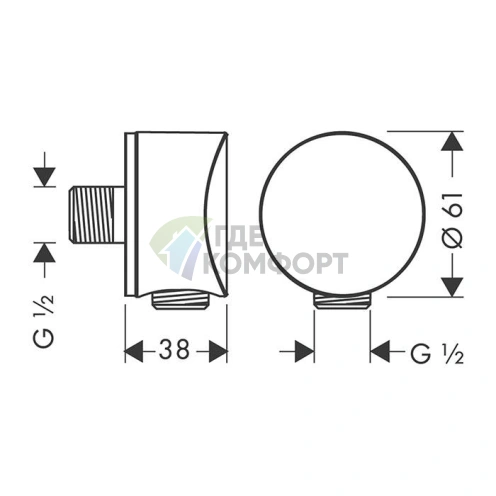 Шланговое подсоединение с обратным клапаном HG Fixfit S G1/2 хром (27456000) - фото 2