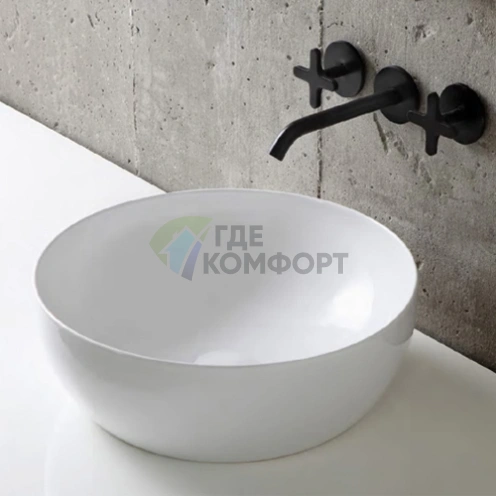 Накладная раковина AZZURRA ELEGANCE 40x40 см без отверстия под смеситель, белая - фото 1