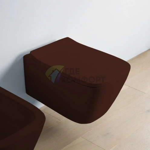 Подвесной унитаз Artceram A16 безободковый 52.5x36 см с системой монтажа, цвет Marrone Cocoa (ASV003 39 00) - фото 1