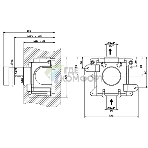 Сердцевина запорного крана для термостатического смесителя Gessi (43283#031) - фото 2