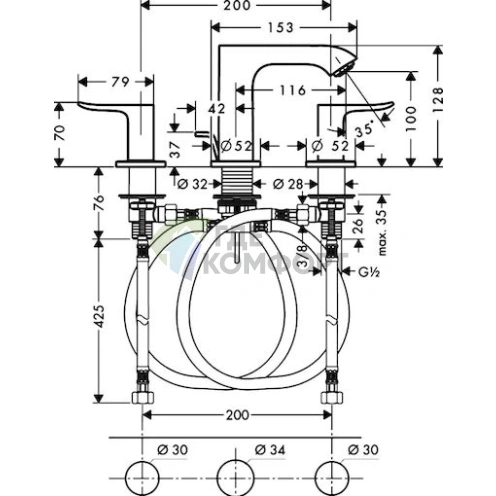 Смеситель для умывальника Hansgrohe Metris с технологией CoolStart - фото 2