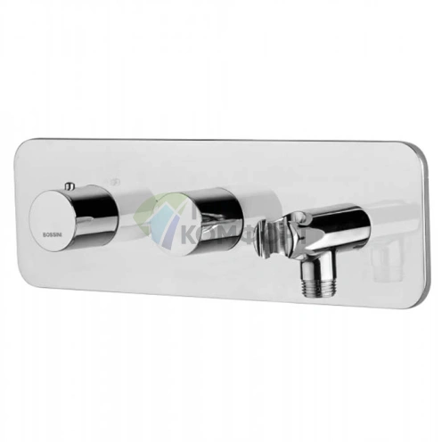 Термостат Bossini Oki высокой пропускной способности с девиатором на 2 выхода и водорозеткой, подключение 3/4, хром (Z005350.030) - фото 1