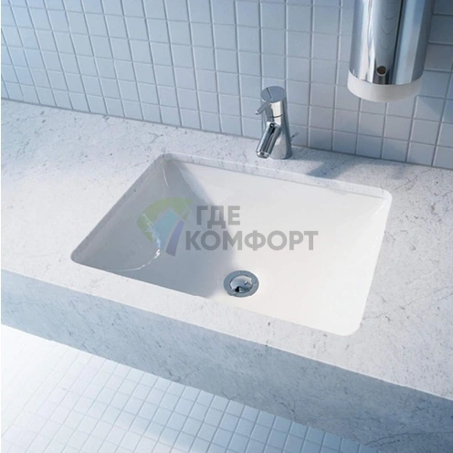 Встраиваемая раковина Duravit Starck 3 490x365 мм, белая, без отверстия под смеситель (305490000) - фото 6