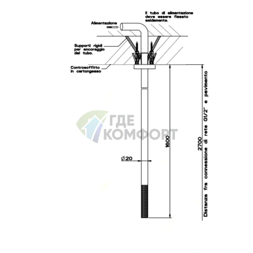 Потолочный излив GESSI с дистанционным управлением, сталь brushed 316 (54499#239) - фото 2