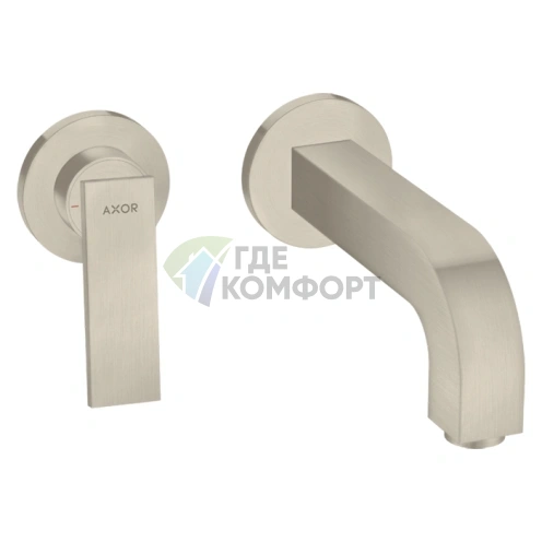 Смеситель для раковины AX Citteria настенный с розеткой, никель шлифованный (39121820) - фото 1